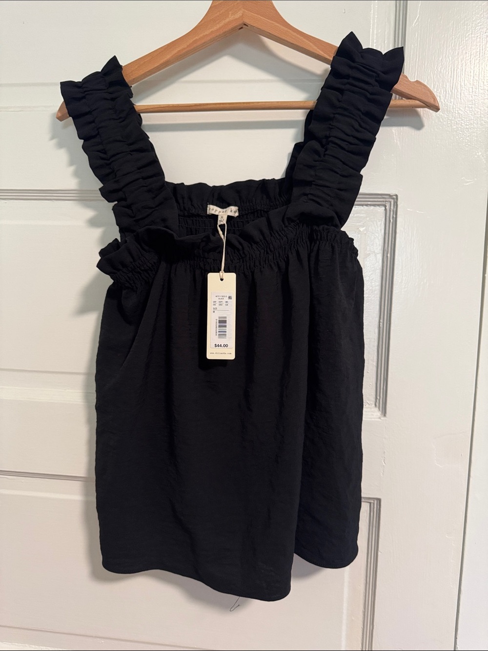 Black Ruffle-Strap Tank Top - Picture 2 of 4
